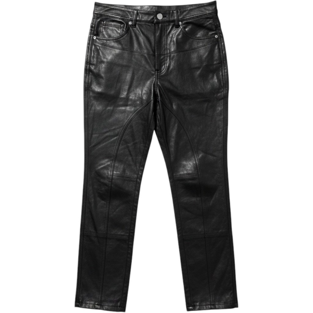 Free People We The Free Vegan Leather Moto Pants Black High Rise Tapered Size 2